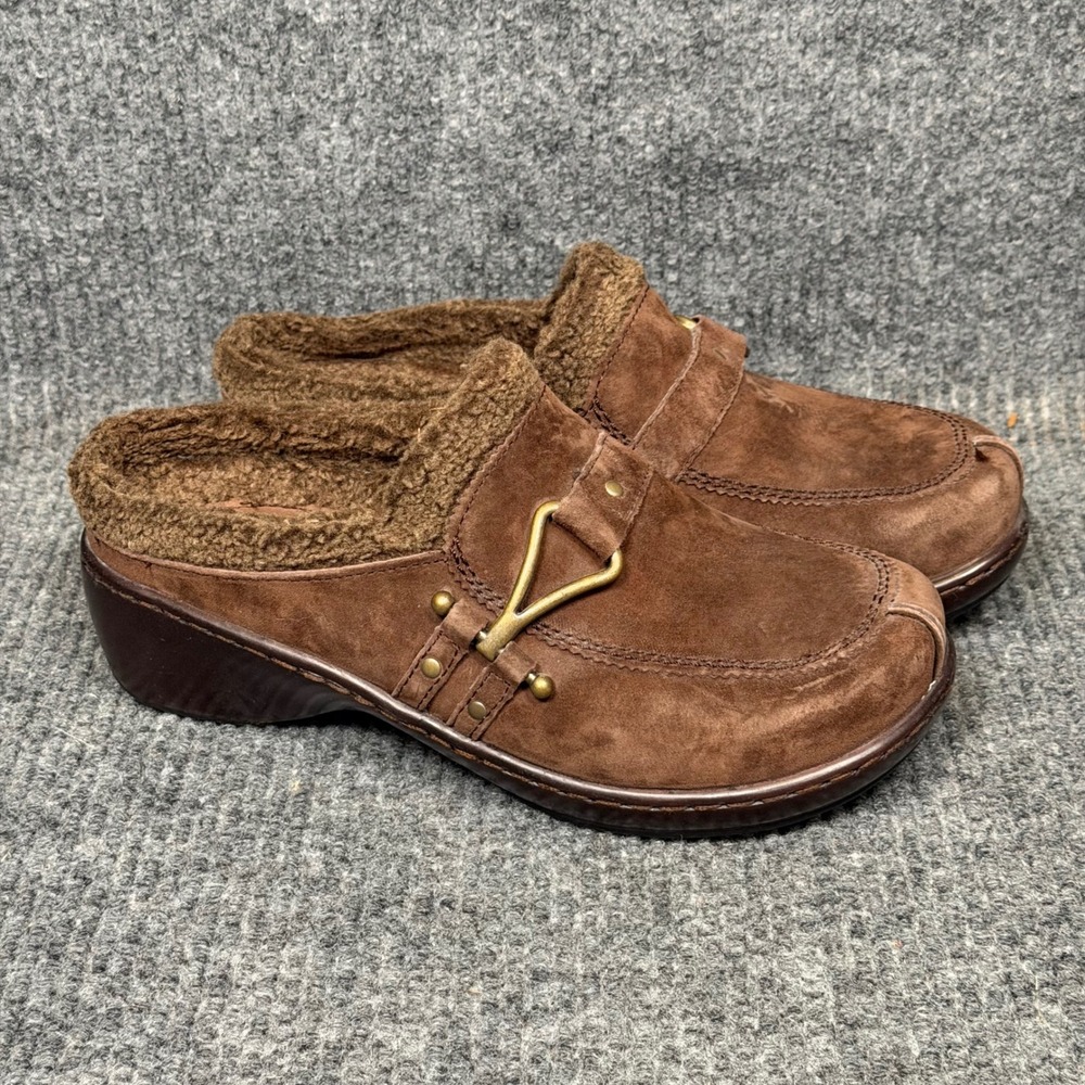 Klogs Suede Clogs Women 9M Brown Cozy Lined Fall Mules Comfort Cottagecore Boho